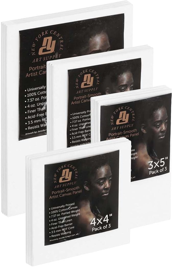 Portrait-Smooth Artist Canvas Panels - Assorted Small Sizes Set of 24 - Professional Quality 100% Cotton Canvas Panels for Painting - Ideal Painting Canvas Panels for Acrylics & Oils