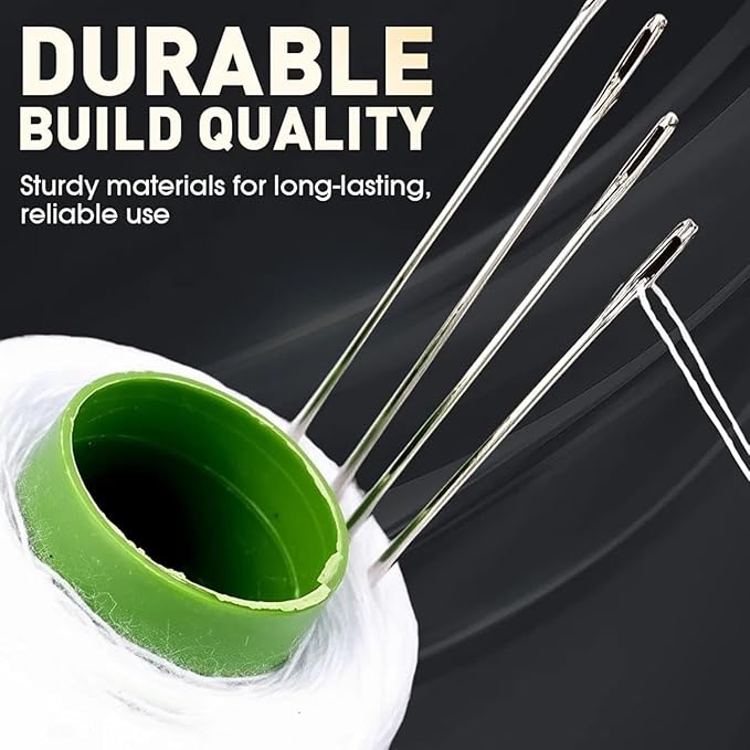 Big Eye Steel Sewing Needles Kit, Stainless Steel Needles for Hand Sewing, Portable Sewing Needles Large Eye Hand Sewing, Needles Thread Hand Repair Tools for Beginners & Daily Use (Style B (5lines))