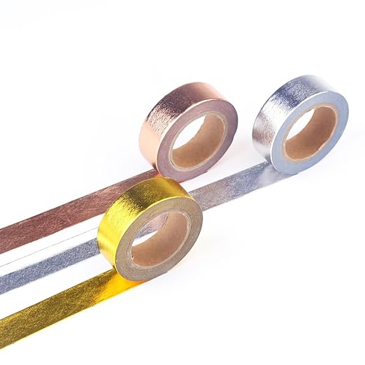 DECORA 3 Pieces Gold Washi Masking Tape Collection Premium DIY Arts & Crafts Tape and Gift Wrapping Supplies for Home Decoration and St. Valentine's Day Use