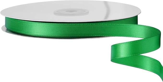 LIUYAXI Green Satin Ribbon, Double Faced 1/2" X Continuous 25 Yards Ribbons Perfect for Gift Wrapping Bows Bouquet Wedding Craft and More