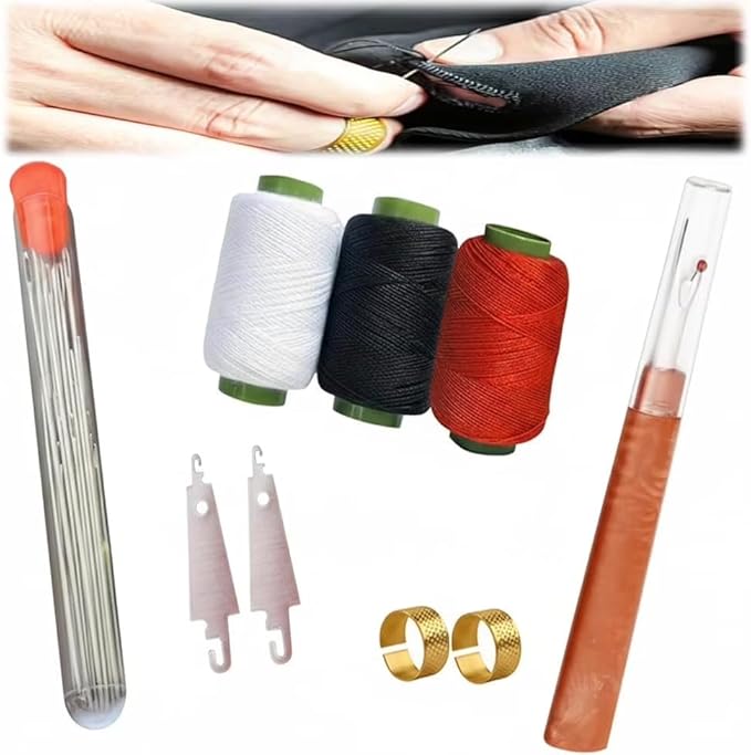 34PCS Big Eye Steel Needles Set - Long & Thin Handmade Quilting & Sewing Needles Kit for DIY Sewing Projects (1 Set)