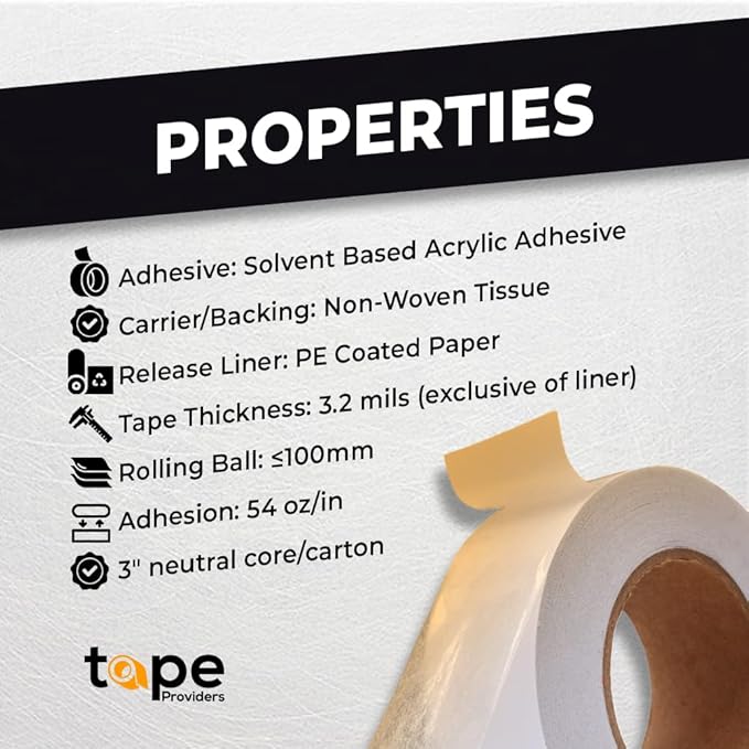 WOD DCTT32W Double Sided Adhesive Tissue Craft Tape - 1 inch x 55 yds. Acid Free, Permanent, & Heat Resitant - for Scrapbooking Paper, Cards, Origami, Ribbon, Glitter, and Boxes