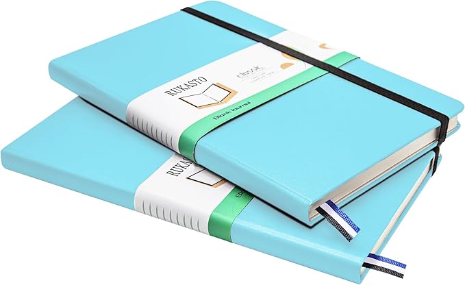 Hardcover Notebook Blank Journal Sketchbook for Drawing, Medium 5.5 by 8.4 Inch, 100 GSM Thick Paper (LightBlue, Plain)