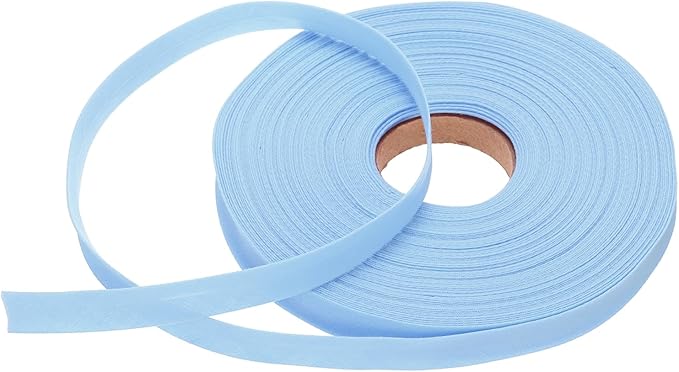 MECCANIXITY 1/2 Inch Single Fold Bias Tape Polyester Continuous Bulk Bias Tape for Sewing,Seaming Quilting Hemming Binding Crafts (Light Blue 25 Yards)