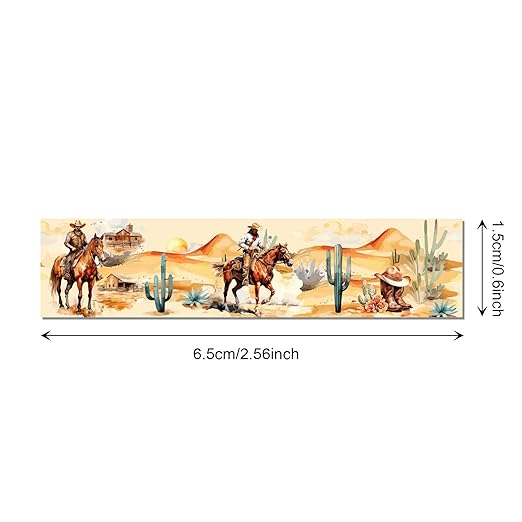 12 Rolls Western Washi Tape Masking Decorative Cowboy and Cowgirl Washi Tape for DIY Craft Gift Wrapping Handbook Sticker Scrapbook Journaling Party Favor