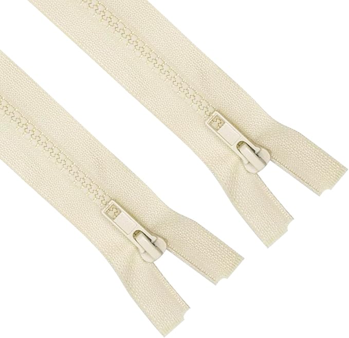 ANPURZII 2PCS #5 20 Inch Beige Separating Jacket Zippers for Sewing Coats, Molded Plastic Bulk Zippers(Beige 20" 2PCS)