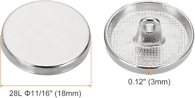 HARFINGTON 50pcs 28L Metal Round Flat Sewing Buttons 18mm Alloy Shank Craft Replacement Button for Men Women Suit Woolen Coat Shirt Trousers Sewing Crafts, Silver Tone