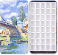 Portable Watercolor Tins Paint Palette with 40Pcs Empty Half Pans and Magnetic Squares, Small Travel Metal Paint Box with Acrylics Painting Art Drawing. Bridge