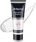 Artecho White Acrylic Paint, Pearl White (120ml / 4.05oz) Tubes, Art Craft Paints for Canvas, Rock, Stone, Wood, Fabric, Art Supplies