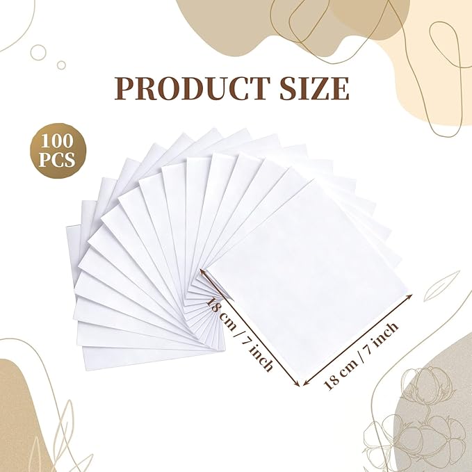100 Pcs7x7 Inches Cotton Fabric Squares Precut Quilting Fabric Bundles White Cotton Fabrics Squares for DIY Beginners Sewing Craft