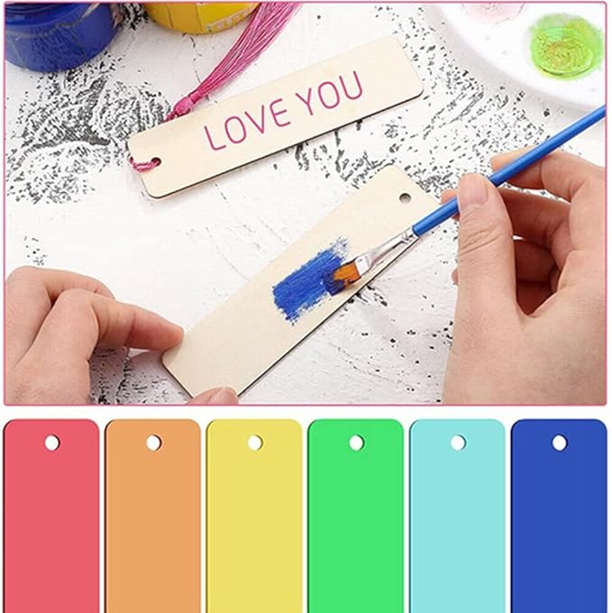 50 Pcs Wooden Slices Rectangle-Shaped Blank Name Tags Wine Tag Have Hole Unfinished Wood Cutout Labels Art Craft Pieces for Wedding Party Christmas DIY Projects Card Making