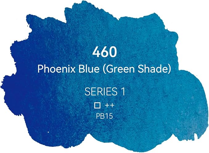 PHOENIX Professional Watercolor Paint - Single Watercolor Half Pan - Phoenix Blue(Green Shade) 460