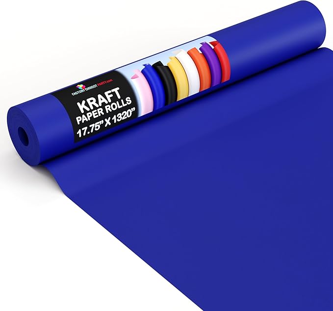 Crown Display Dark Blue Kraft Paper Roll - 17.75" X 1320" (110' Ft) - Shipping & Packing Paper - Craft Supplies