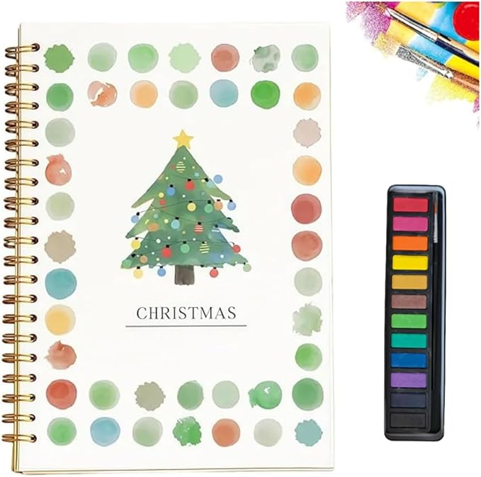Water Color Workbook, Beginner-Friendly Watercolor Workbook, Watercolor Books, Nature Scenes Paint Set Art Crafts, with 12 Colors Paint Set with Paint Brush (F)