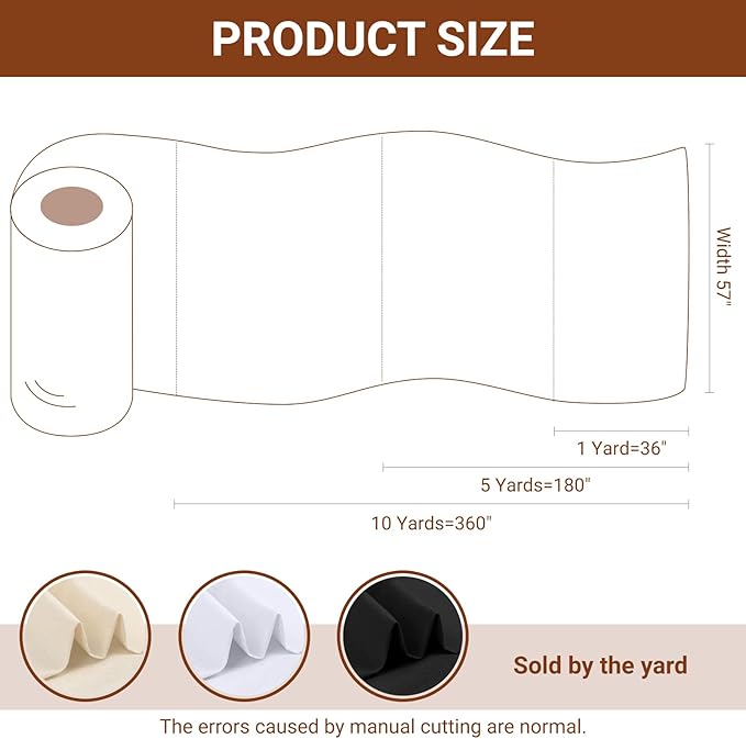 57 Inch 100% Cotton Muslin Fabric, 5Yard Bleached Muslin Linen Fabric by The Yard Suitable for Sewing Embroidery, Garments, Crafts