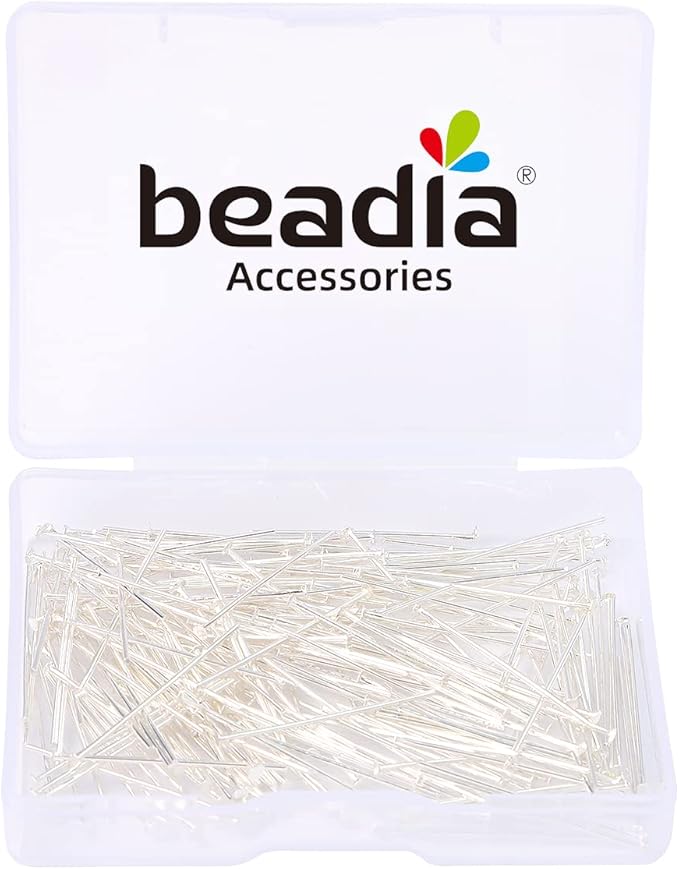 Silver Plated Flat Head Pins Non Tarnish 25mm 200pcs for Jewelry Making Findings
