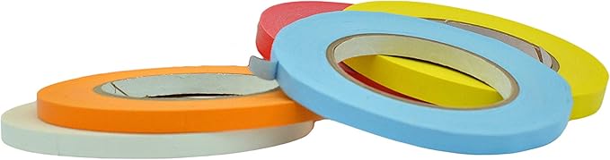 WOD CFTC6 Console Artist Tape Made in USA Rainbow, 3/8 inch x 60 yds. Set of 5 Rolls - Flatback Paper Marking/Labeling Tape Residue Free, for Watercolor Paper to Prevent Tearing