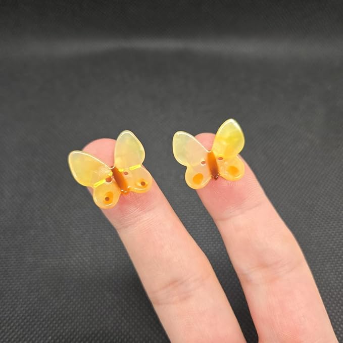 Novelty Yellow Butterfly Shaped Buttons for Crafts,Acetate Button for Clothes,Buttons for Sewing,Button Bulk,Pack of 6
