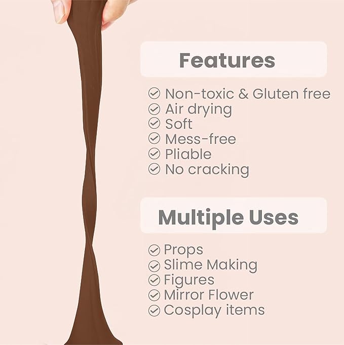 BOHS Brown Modeling Foam Clay - 1.1 Lbs, Squishy,Soft, Air Dry -for Flower Mirror,Cosplay,Fake Bake, Slime Supplies-500g