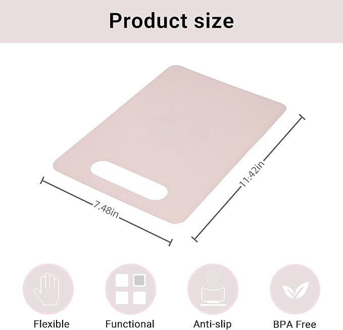 2 Pcs Silicone Flexible Cutting Boards Mats with BPA free Plastic Non Slip backplane for Meat and Vegetables (White and Red)