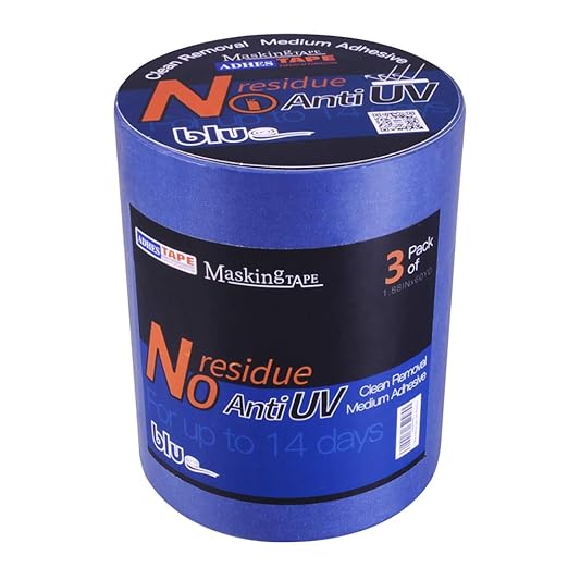 ADHES Blue Painters Tape,Blue Tape,Masking Tape for Painting,Paint Tape,Anti uv,no Residue Outdoor 1.88 inch x 60 Yard
