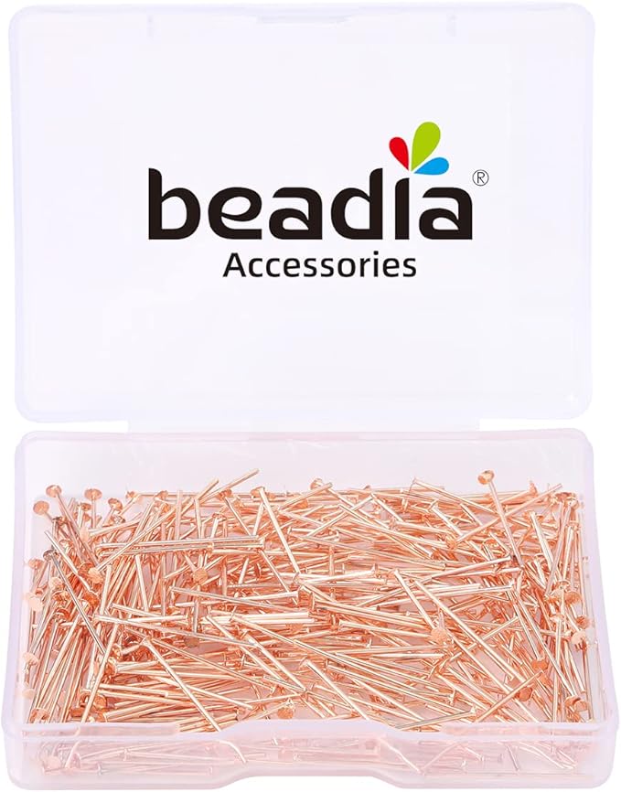 Rose Gold Plated Flat Head Pins Non Tarnish 20mm 300pcs for Jewelry Making Findings