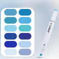 12Pcs Alcohol Markers Pure Color Series,Dual Tip Art Solid Color Markers Set for Adults Beginner Drawing Sketching (Blue)