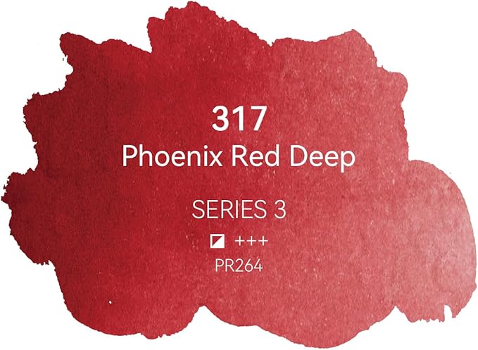 PHOENIX Professional Watercolor Paint - Single Watercolor Half Pan - Phoenix Red Deep 317