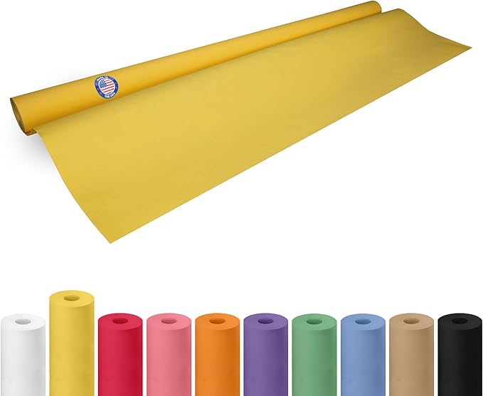 48" x 1200" (100 feet) Yellow Kraft Paper Roll - USA-Made Quality Craft Paper for Gift Wrapping, Kids' Arts & Crafts, School Projects - 100% Recycled Natural Material 50lb Thickness by IDL Packaging