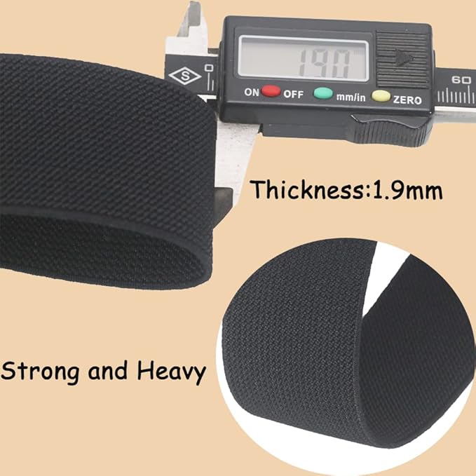 Black Knit Elastic Band 1-1/2 inch 10 Yards 38mm Double-side Twill Woven Elastic Heavy Stretch Straps Elastic Spool Band for Sewing Clothing Pants Waistband Wigs Skirts Craft DIY Projects