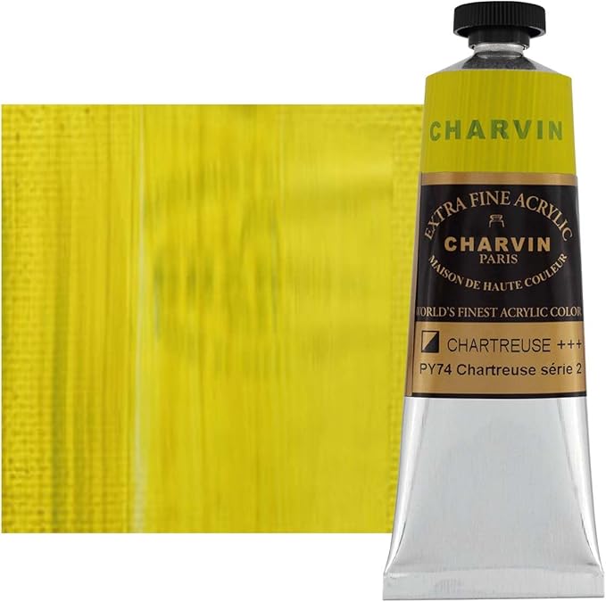 Charvin Extra Fine Professional Acrylic Paint - Chartreuse, 150ml Tube, Triple-Milled, Lightfast Pigments, Open Stock Artist Acrylic Paints in Nature-Inspired Hues