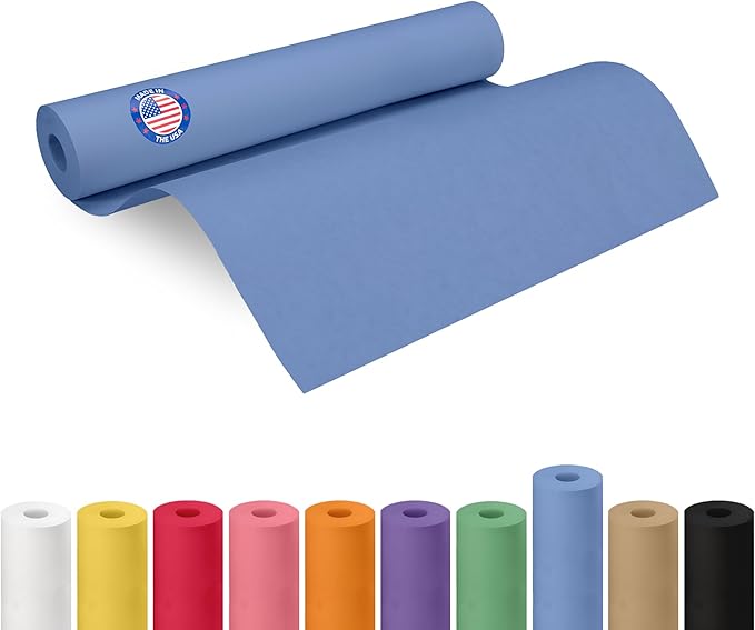 18" x 1200" (100 feet) Blue Kraft Paper Roll - USA-Made Quality Craft Paper for Gift Wrapping, Kids' Arts & Crafts, School Projects - 100% Recycled Natural Material 50lb Thickness by IDL Packaging
