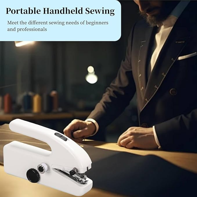 Handheld Sewing Machine, Mini Sewing Machine Portable for Beginners, Dual Speed Mode + Dual Power Supply, Easy to Operate, Suitable for DIY, Home, Travel
