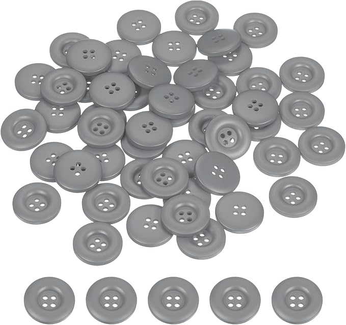 HARFINGTON 50pcs Sewing Button 23mm (7/8 Inch) 4 Holes Resin Thickened Round Crafting Replacement Buttons for Clothing DIY Crafts Decoration, Gray