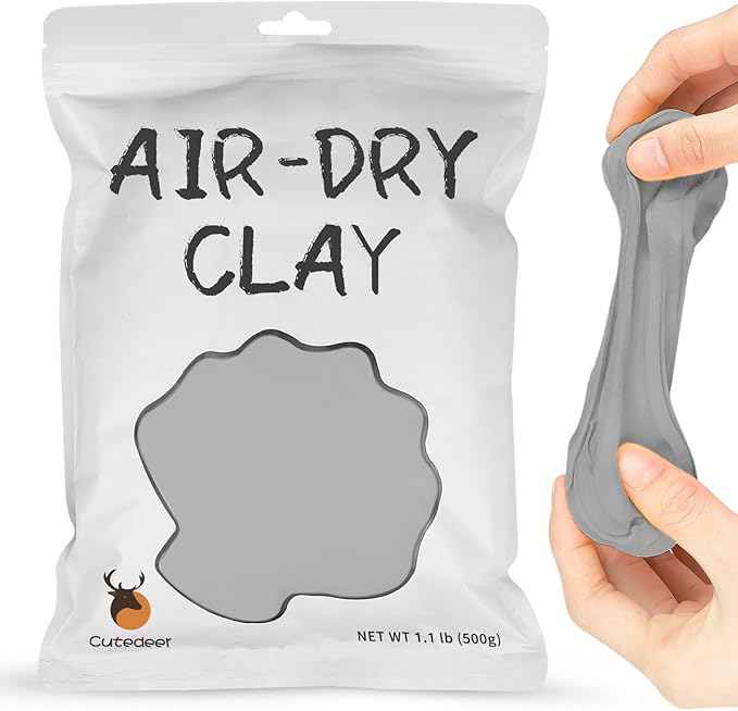 Cutedeer Gray Air Dry Clay, 1.1lb Foam Modeling Clay, Soft Squishy Molding for Kids Adults, Arts & Crafts Project Slime Supplies(1.1lb - 1 Pack, Grey)