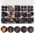 110Pcs Mixed Sewing Buttons, 4-Hole Craft Round Blazer Buttons, 5 Color 3 Size(15mm,20mm,25mm) Suit Coats Resin Button, Suitable for Variety Clothing Sewing, DIY Craft(Brown)