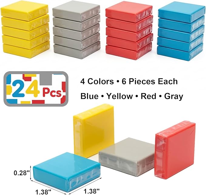 24 Pack Kneaded Erasers, Assorted Colors, for Artists,Drawing,School Supplies,Sketching Supplies and Office (Blue/Red/Yellow/Grey)