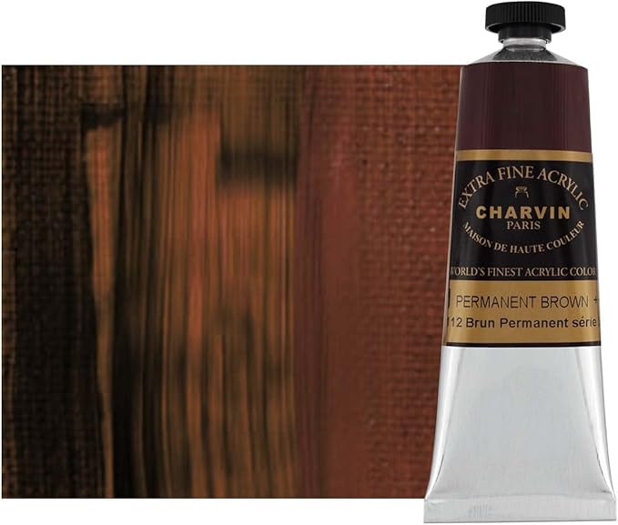 Charvin Extra Fine Professional Acrylic Paint - Permanent Brown, 60ml Tube, Triple-Milled, Lightfast Pigments, Open Stock Artist Acrylic Paints in Nature-Inspired Hues
