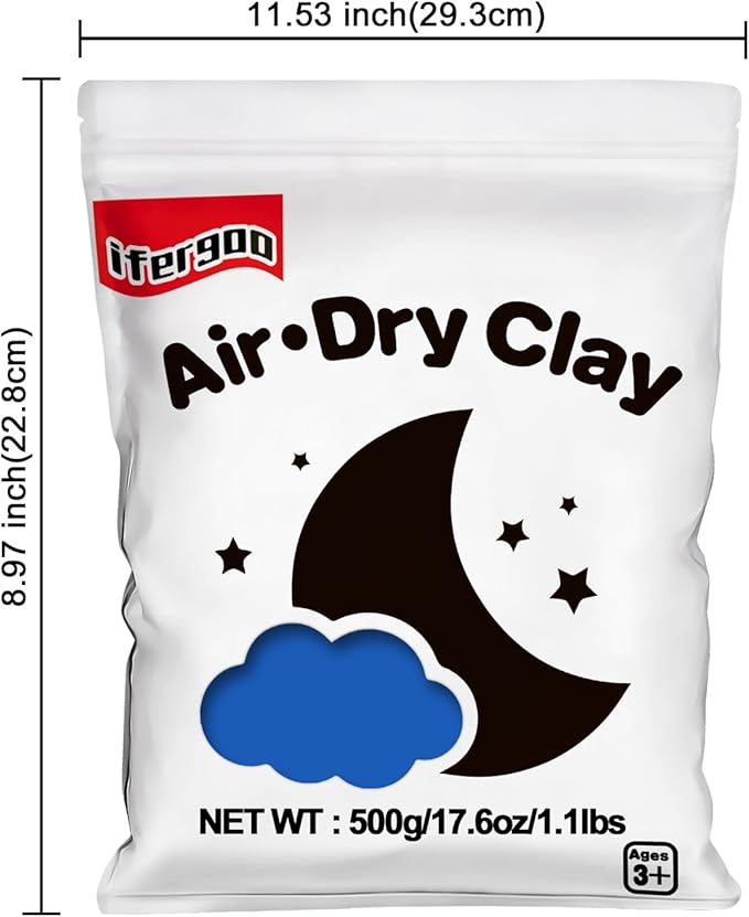 Ifergoo Blue Modeling Clay- Moldable Cosplay, Air Dry, Squishy Molding Clay for Adult Arts & Craft Project, Fake Bake, Slime Supplies, 1.1LBS/500G
