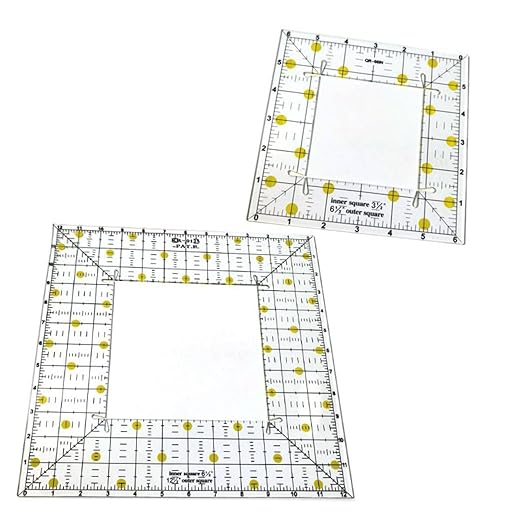 2Pcs Acrylic Quilting Rulers - 2 Different Size Durable Patchwork Templates for Sewing, DIY Clothing & Stitching, Essential Square Ruler for Crafting