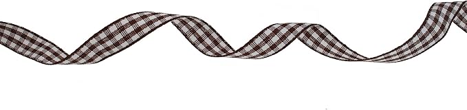 Gingham Ribbon 50 Yard Each Roll 100% Polyester Woven Edge (3/8" x 50 Yards, Coffee)