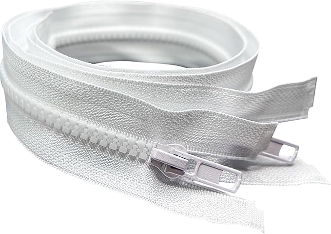 ANPURZII 2PCS #5 12 Inch White Separating Jacket Zippers for Sewing Coats, Molded Plastic Bulk Zippers(White 12" 2PCS)