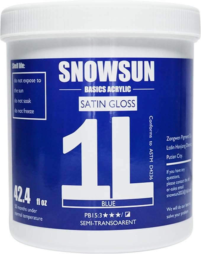 SNOWSUN Blue Acrylic Paints, Large Bulk Heavy Body Acrylic Paint (42.4 oz, 1L) - Non Toxic Gloss Thick Art Paint for Multi-Surface, Canvas Wood Ceramic and Leather, Stone Craft, for Artists & Beginners