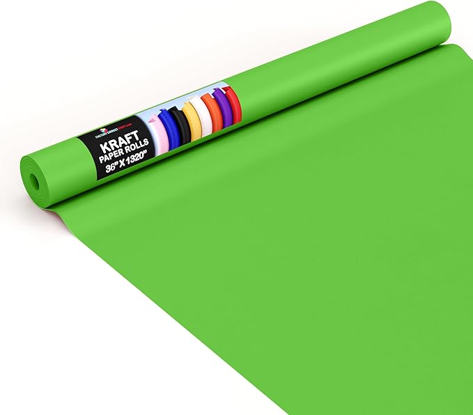 Crown Display Lime Green Kraft Paper Roll - 36" X 1320" (110' Ft) - Perfect for Shipping & Packing - Craft Supplies