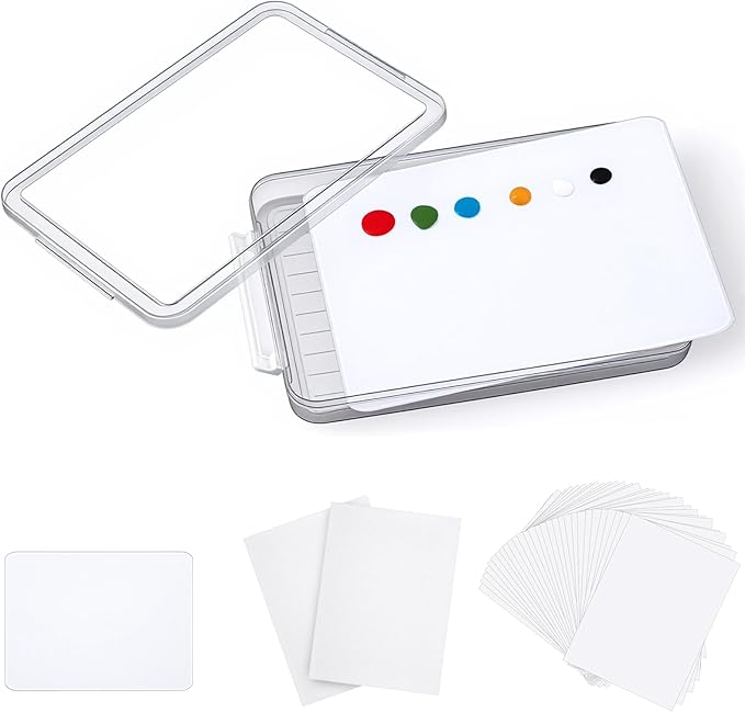 Nuanchu 1 Pcs 9 x 12 Inch White Tempered Glass Palette for Oil Painting with Lid and 40 Sheets Disposable Paper and 2 Sponges Keeps Wet Paint Fresh for Artist DIY Color Mixing Beginners