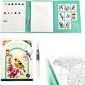 Creative Stress Relief Kit, 3-Fold Watercolor Painting Pad with Coloring Pages, Relaxation Art Set for Beginners and Hobby Artists, Portable Aquarelle Painting Book (D Set)