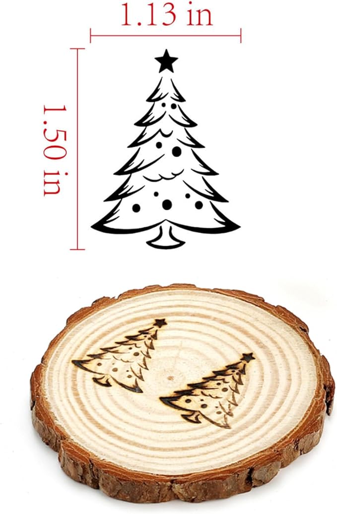 AIMOADO Christmas Tree Branding Iron, 1 1/2" Brass Branding Iron Stamp for Hats Wood Leather