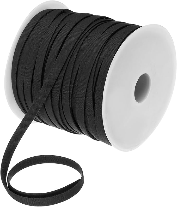 MECCANIXITY 1/4 Inch Double Fold Bias Tape Polyester Continuous Bulk Bias Tape for Sewing,Seaming Quilting Hemming Binding Crafts (Black 55 Yards)