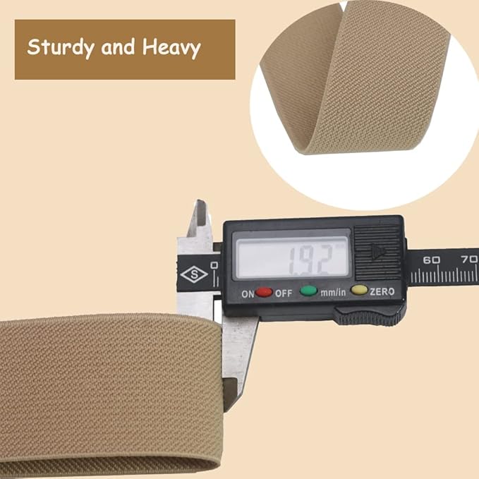 Khaki Knit Elastic Band For Sewing 1-1/2 inch 10 Yards -38mm Flat Heavy Stretchy Elastic Straps Elastic Band Spool for DIY Craft-Bedspread-Clothing-Pants Waistband-Wigs-Skirts- DIY Projects