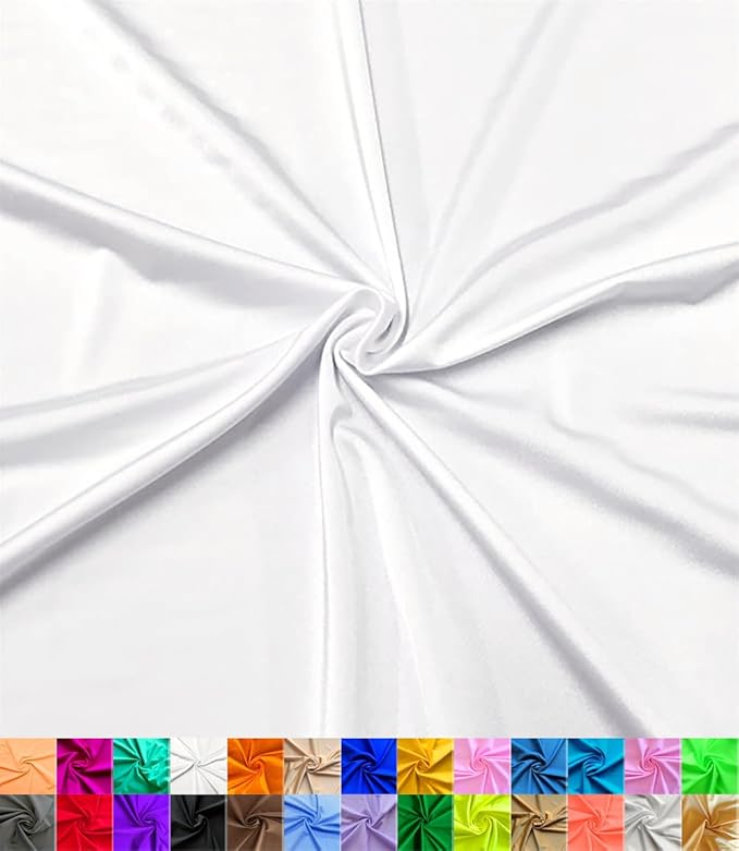 Nylon Spandex Fabric | 80% Nylon, 20% Spandex | Swimwear, Activewear Fabric | 4-Way Stretch | Sports, Dance, Yoga (White, 5 Yard)